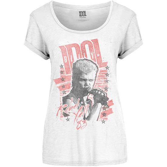 Cover for Billy Idol · Billy Idol Ladies T-Shirt: Rebel Yell (T-shirt) [size L] [White - Ladies edition]