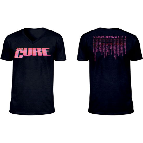 The Cure Unisex T-Shirt: Neon Logo (Back Print) (Ex-Tour) - The Cure - Merchandise -  - 5056368616709 - 