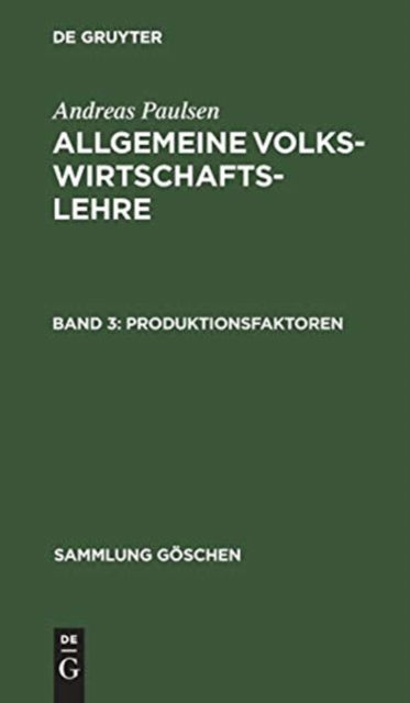 Cover for No Contributor · Produktionsfaktoren (Hardcover Book) (1971)