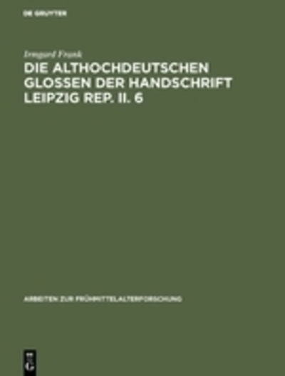 Cover for Frank · Die althochdeutschen Glossen der (Buch) (1973)