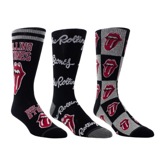 Rolling Stones Assorted Crew Socks 3 Pack (One Size) - The Rolling Stones - Merchandise - ROLLING STONES - 0841657007710 - 30. april 2024