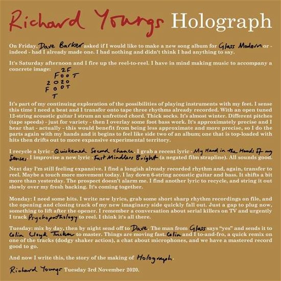 Cover for Richard Youngs · Holograph (LP) (2021)