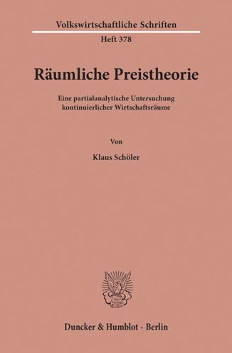 Cover for Schöler · Räumliche Preistheorie. (Book) (1988)