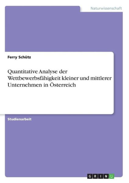 Quantitative Analyse der Wettbew - Schütz - Boeken -  - 9783668797710 - 