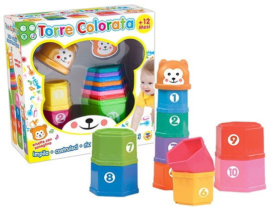 Torre Colorata Con Numeri Da 1 A 10 E Orsetto Sonaglio Da Impilare - Teorema: Prima Infanzia Gogo - Merchandise - Teorema-Liberaonline - 8017967641711 - 