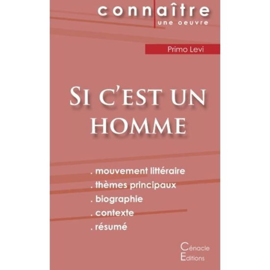 Fiche de lecture Si c'est un homme de Primo Levi (Analyse litteraire de reference et resume complet) - Primo Levi - Bøker - Les Editions Du Cenacle - 9782367885711 - 27. oktober 2022