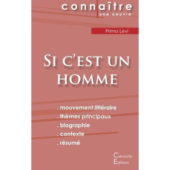 Fiche de lecture Si c'est un homme de Primo Levi (Analyse litteraire de reference et resume complet) - Primo Levi - Livros - Les Editions Du Cenacle - 9782367885711 - 27 de outubro de 2022