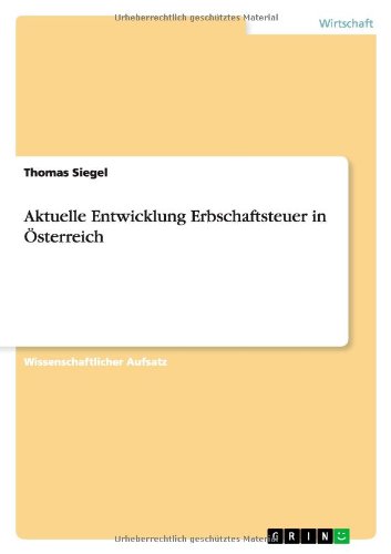 Cover for Siegel · Aktuelle Entwicklung Erbschaftst (Book) [German edition] (2012)