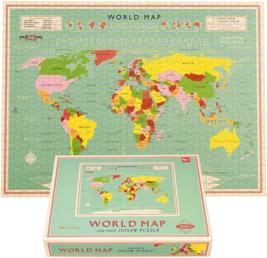 Jigsaw puzzle (1000 pieces) - World Map -  - Books - REX LONDON - 5027455437712 - June 23, 2023