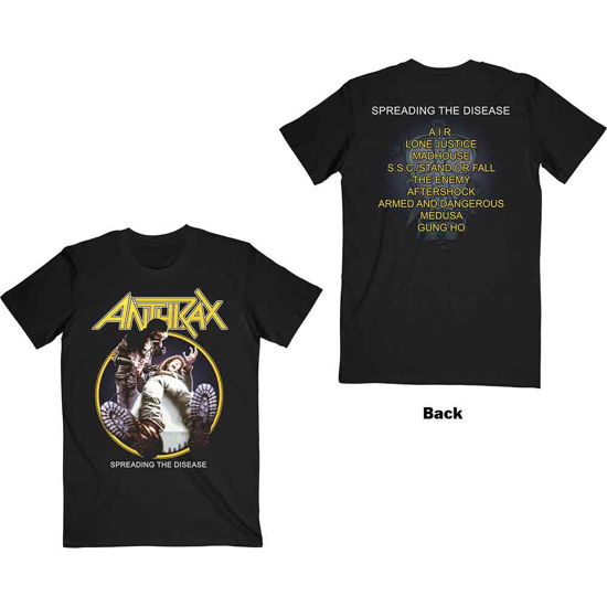 Cover for Anthrax · Anthrax Unisex T-Shirt: Spreading The Disease Track list (Back Print) (T-shirt) [size L] [Black - Unisex edition]