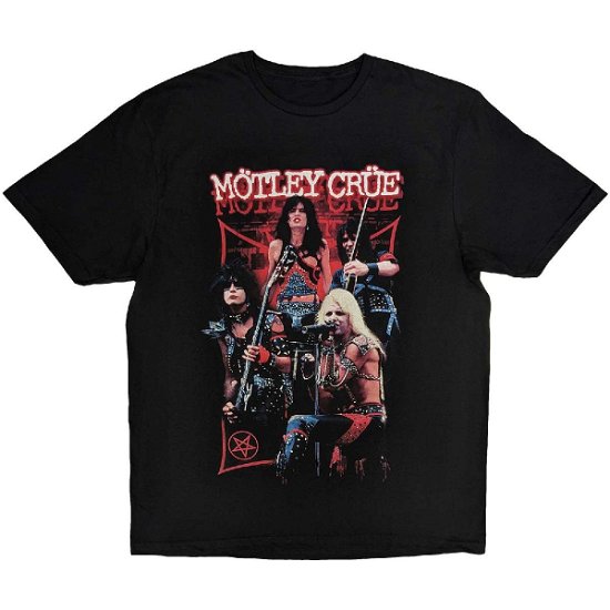 Motley Crue Unisex T-Shirt: Live Montage Red - Mötley Crüe - Fanituote -  - 5056561086712 - 
