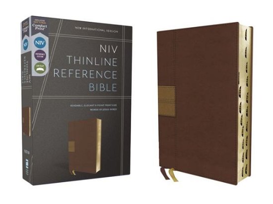 NIV, Thinline Reference Bible, Leathersoft, Brown, Red Letter, Thumb Indexed, Comfort Print - Zondervan - Books - Zondervan - 9780310462712 - November 29, 2022
