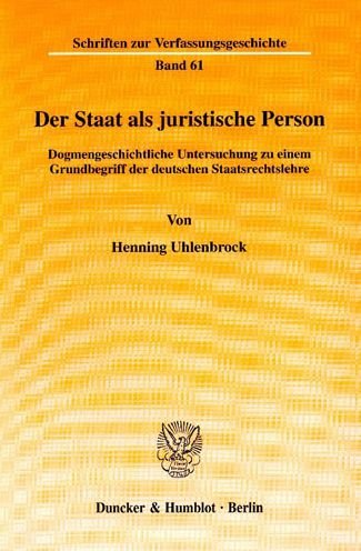 Cover for Uhlenbrock · Der Staat als juristische Pe (Bok) (2000)