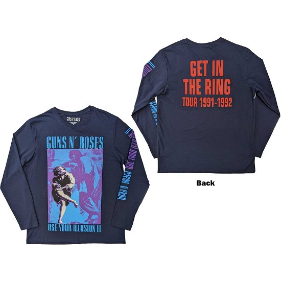 Cover for Guns N Roses · Guns N' Roses Unisex Long Sleeve T-Shirt: Get In The Ring Tour '91-'92 (Back &amp; Sleeve Print) (Klær) [size S]