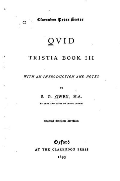 Cover for S G Owen · Ovid, Tristia Book III (Taschenbuch) (2016)