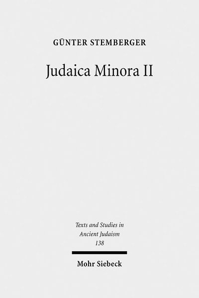 Cover for Gunter Stemberger · Judaica Minora: Teil II: Geschichte und Literatur des rabbinischen Judentums - Texts and Studies in Ancient Judaism (Hardcover Book) (2010)