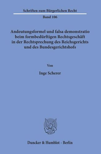 Cover for Scherer · Andeutungsformel und falsa demo (Book) (1987)