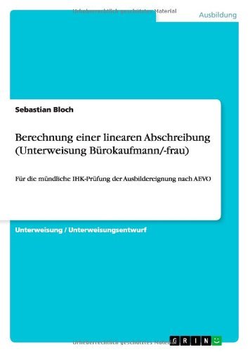 Cover for Bloch · Berechnung einer linearen Abschre (Book) [German edition] (2013)