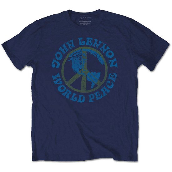 Cover for John Lennon · John Lennon Unisex T-Shirt: World Peace (T-shirt) [size S] [Blue - Unisex edition]