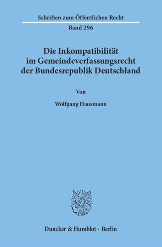 Cover for Hausmann · Die Inkompatibilität im Gemein (Book) (1976)