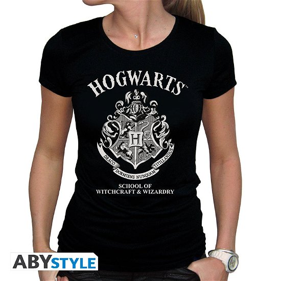 Cover for Harry Potter · HARRY POTTER - Tshirt &quot;Hogwarts&quot; woman SS black - basic (N/A)