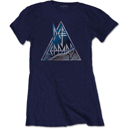 Cover for Def Leppard · Def Leppard Ladies T-Shirt: Triangle Logo (T-shirt) [size L] [Blue - Ladies edition]