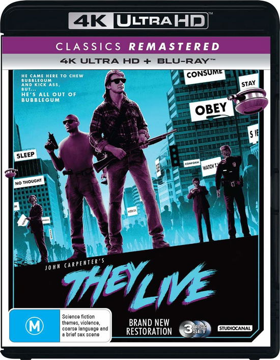 Cover for Roddy, David, Keith, Foster, Meg, Flower, George Buck, Jason, Peter, Jacq Piper · They Live (John Carpenters) (Classics Remastered) (4K Ultra HD) (2019)