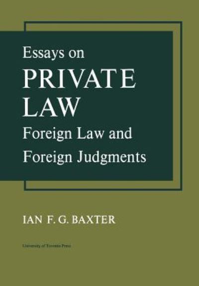 Cover for Ian F. G. Baxter · Essays on Private Law (Paperback Book) (1966)