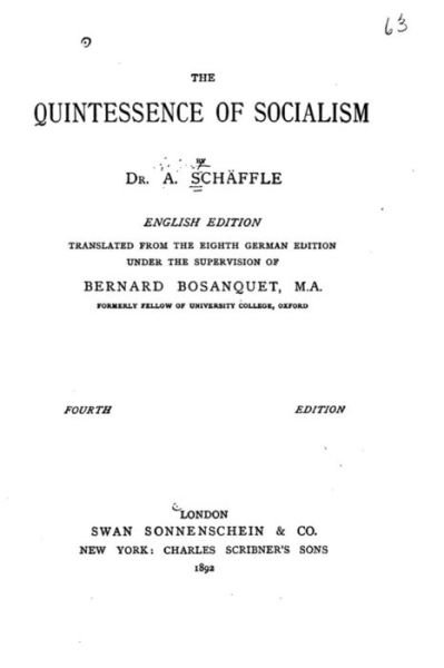 Cover for Dr a Schaffle · The Quintessence of Socialism (Paperback Book) (2015)