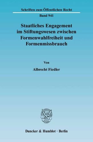 Cover for Fiedler · Staatliches Engagement im Stift (Bog) (2004)