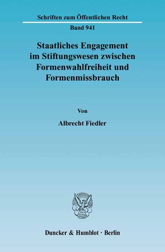 Cover for Fiedler · Staatliches Engagement im Stift (Book) (2004)