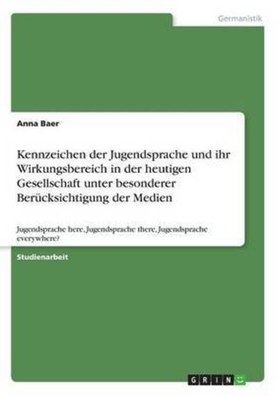 Cover for Baer · Kennzeichen der Jugendsprache und (Buch) (2016)