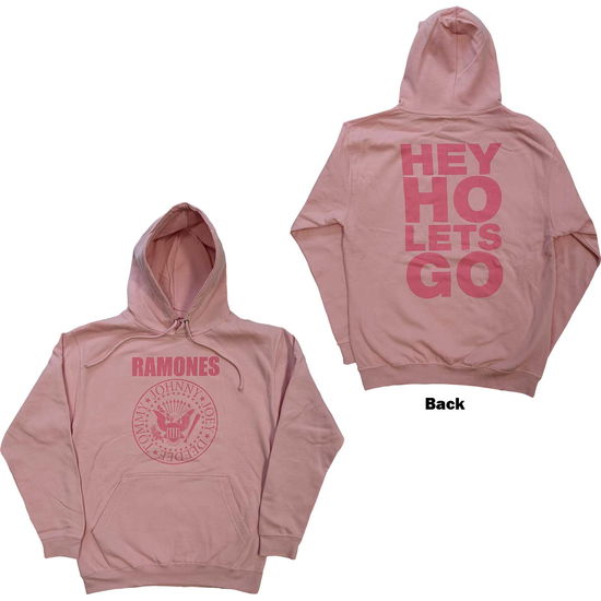 Ramones Unisex Pullover Hoodie: Pink Hey Ho Seal (Back Print) - Ramones - Merchandise -  - 5056561062716 - 