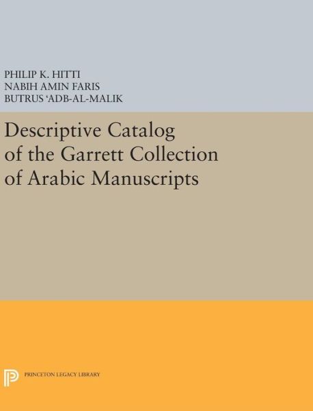 Cover for Philip K. Hitti · Descriptive Catalogue of the Garrett Collection: (Persian, Turkish, Indic) - Princeton Legacy Library (Hardcover Book) (2016)