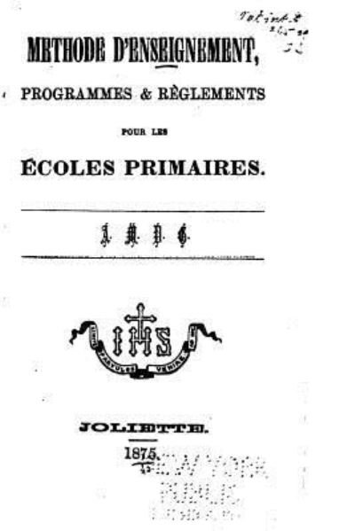 Cover for Joliette · Methode d'enseignement, programmes et reglements pour les ecoles primaires (Paperback Book) (2016)