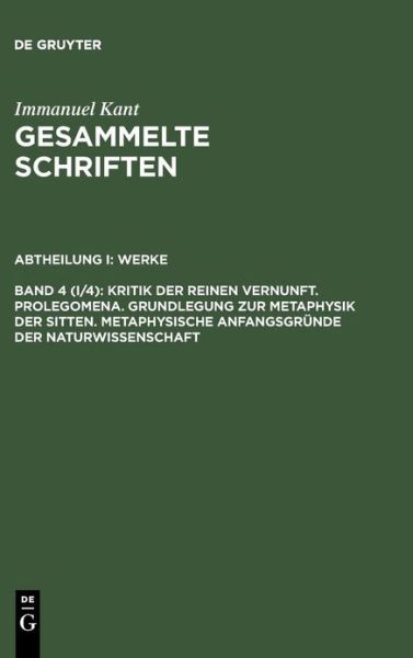 Cover for I. Kant · Kant's Schriften.Abt.1/04 (Book) (1963)