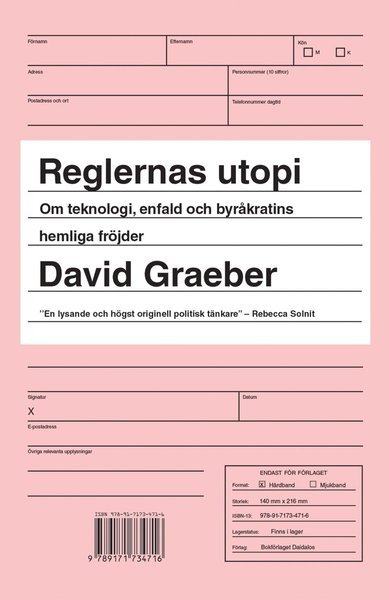 Cover for David Graeber · Reglernas utopi : om teknologi, enfald och byråkratins hemliga fröjder (Innbunden bok) (2016)
