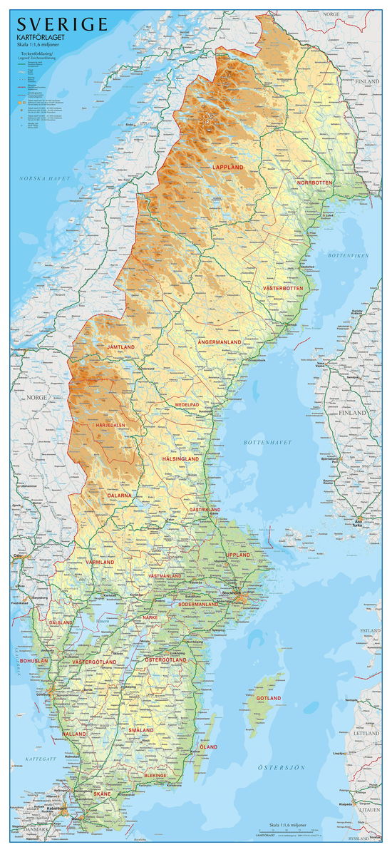 Cover for Kartförlaget · Sverige väggkarta 1:1 600 000 (Map) (2024)