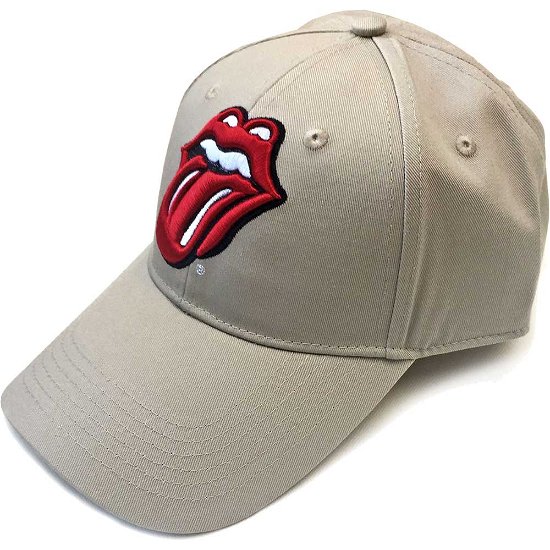 The Rolling Stones Unisex Baseball Cap: Classic Tongue (Sand) - The Rolling Stones - Mercancía - Bravado - 5056170621717 - 
