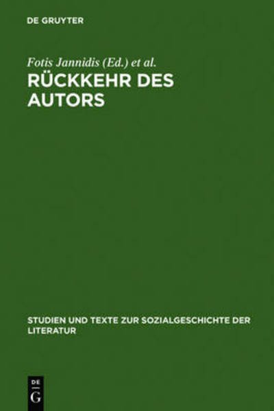Rückkehr des Autors - Fotis Jannidis - Livres - Walter de Gruyter - 9783484350717 - 29 décembre 1999