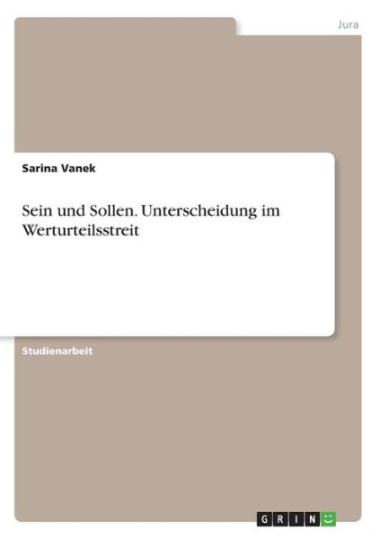 Cover for Vanek · Sein und Sollen. Unterscheidung i (Book)