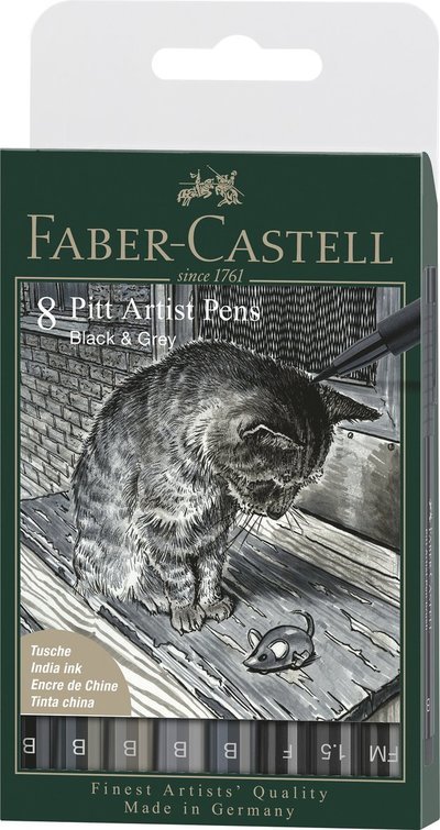 Cover for Faber-castell · Pitt Artist Pen Brush India Ink Grey &amp; Black 8ct (167171) (Toys)