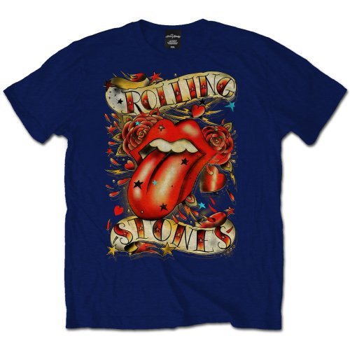 Cover for The Rolling Stones · The Rolling Stones Unisex T-Shirt: Tongue &amp; Stars (T-shirt) [size S] [Blue - Unisex edition]