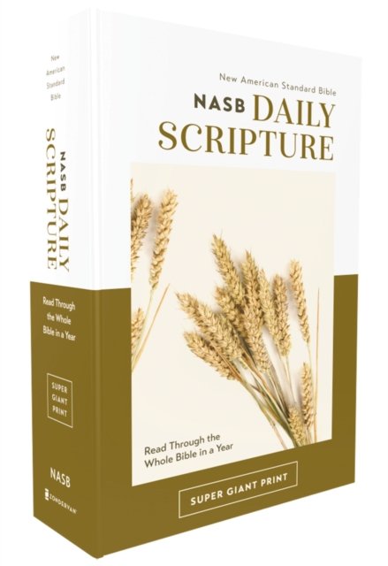 Cover for Zondervan · NASB, Daily Scripture, Super Giant Print, Paperback, White / Olive, 1995 Text, Comfort Print: 365 Days to Read Through the Whole Bible in a Year (Paperback Bog) (2024)