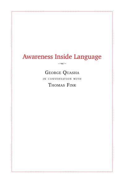 Cover for George Quasha · Awareness Inside Language (Paperback Book) (2018)