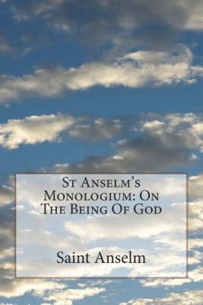 Cover for Saint Anselm · St Anselm's Monologium (Paperback Book) (2018)