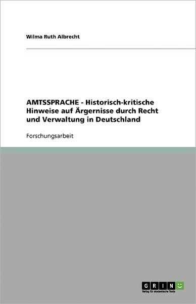 Cover for Albrecht · AMTSSPRACHE - Historisch-kriti (Book) [German edition] (2013)
