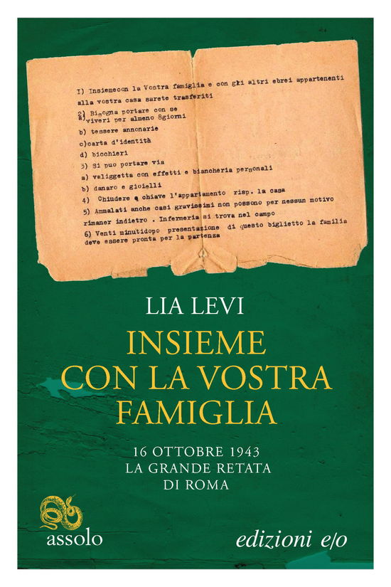 Cover for Lia Levi · Insieme Con La Vostra Famiglia. 16 Ottobre 1943 La Grande Retata Di Roma (Book)