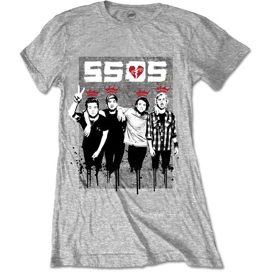 Cover for 5 Seconds of Summer · 5 Seconds of Summer Ladies T-Shirt: 2 Finger Dripped (T-shirt) [size S] [Grey - Ladies edition]