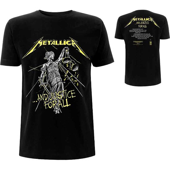 Metallica Unisex T-Shirt: And Justice For All Tracks (Back Print) - Metallica - Merchandise - PHD - 5056187700719 - 22. oktober 2018